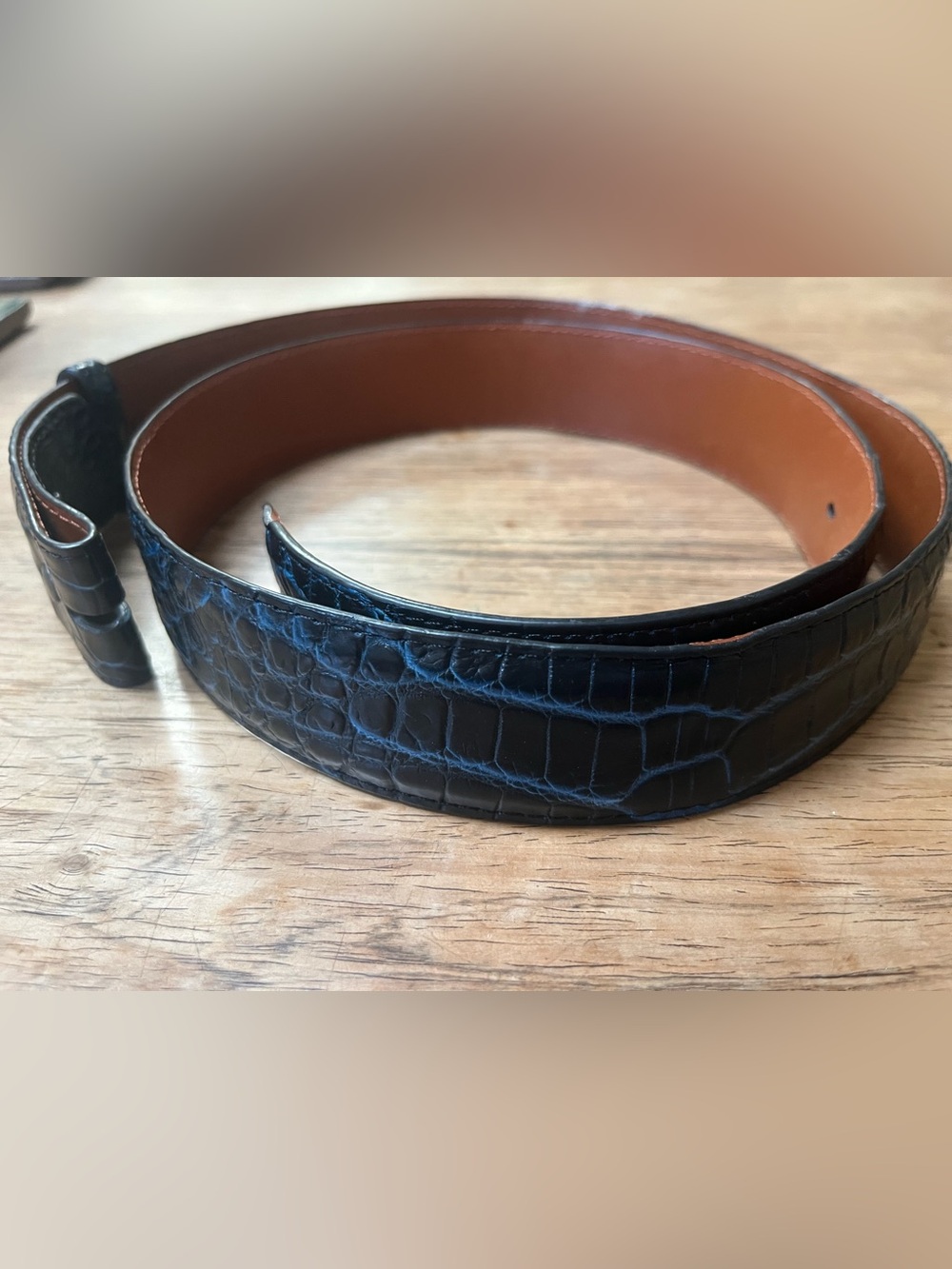 Pat Areias Navy Blue Crocodile Belt Strap
